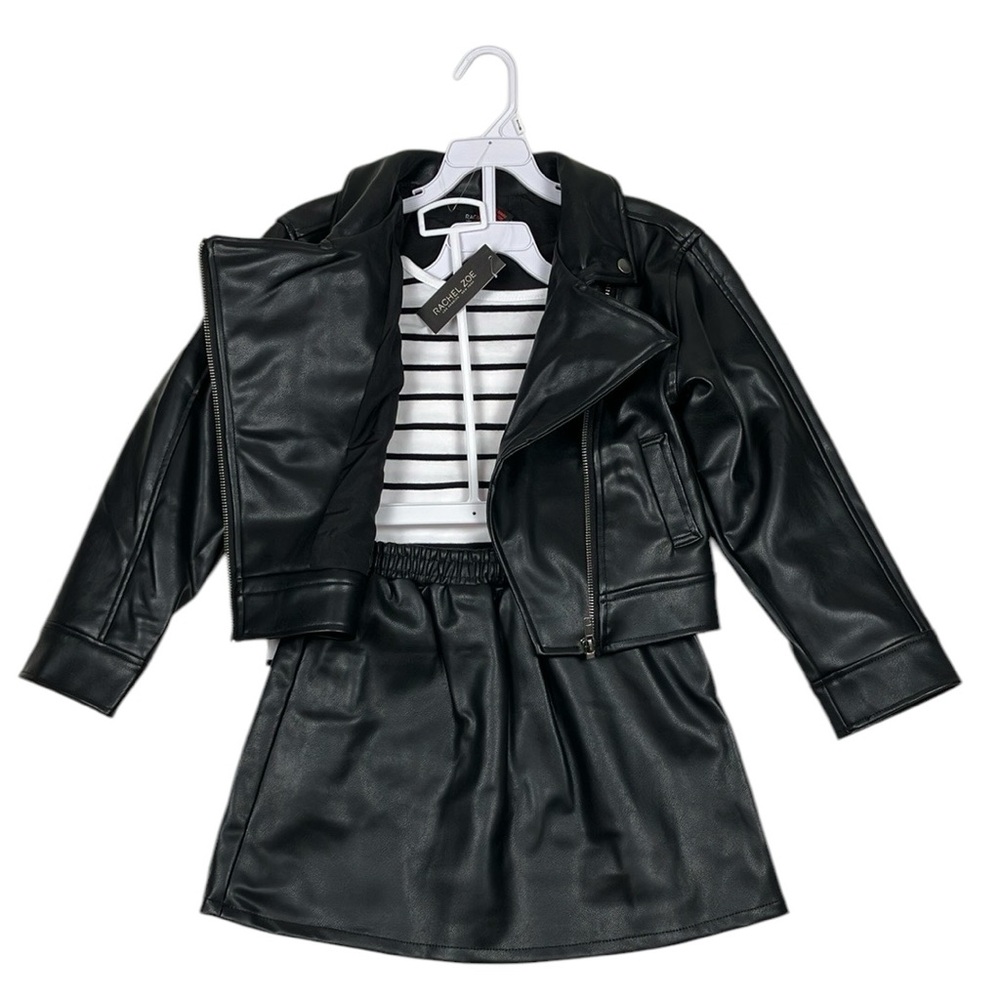 Rachel Zoe Vegan Leather Jacket Skirt Top 3 Piece Set NWT